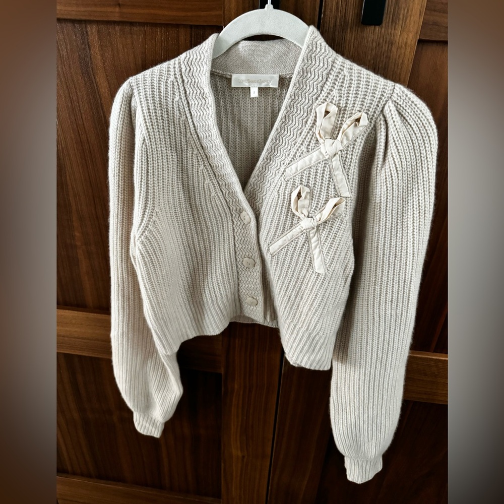 Love Shack Fancy - Avignon bow - wool cashmere Cardigan Size Small / Cream Color